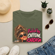 Fueled by Caffeine Sarcasm and Chaotic Choices Shirt | Funny Coffee Lover Tee | Sassy Graphic T-Shirt | Gift for Her