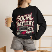 Social Battery 1% Sweatshirt | Funny Introvert Crewneck | Please Do Not Recharge | Grunge Graphic Sweatshirt | Creative Addicts