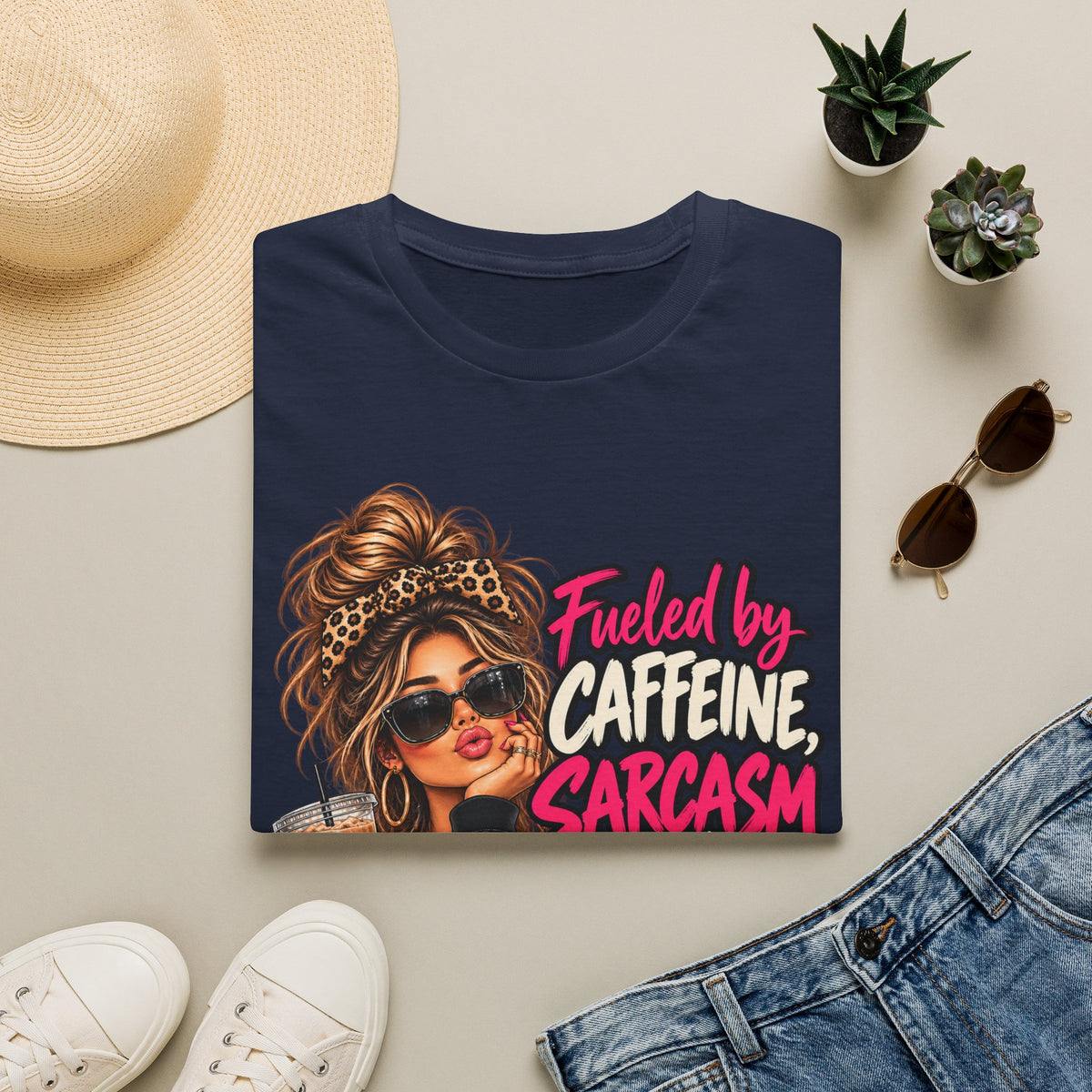 Fueled by Caffeine Sarcasm and Chaotic Choices Shirt | Funny Coffee Lover Tee | Sassy Graphic T-Shirt | Gift for Her