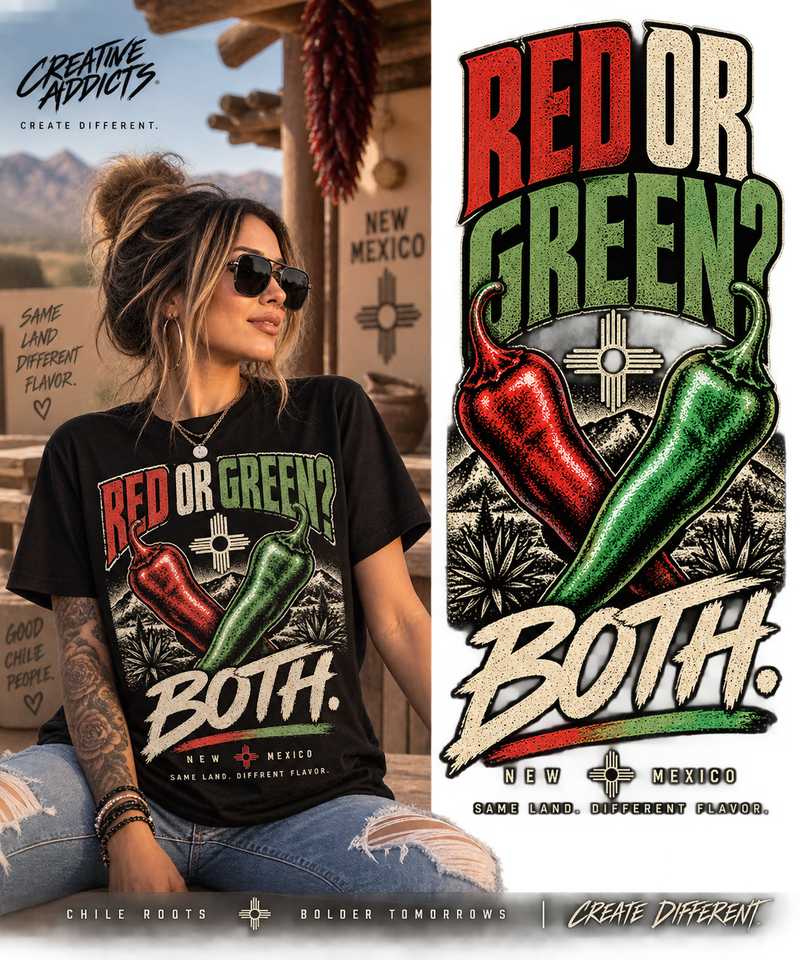Red or Green Chile Shirt | New Mexico Graphic Tee | Christmas Chile T-Shirt | Southwest NM Gift | Red and Green Chile