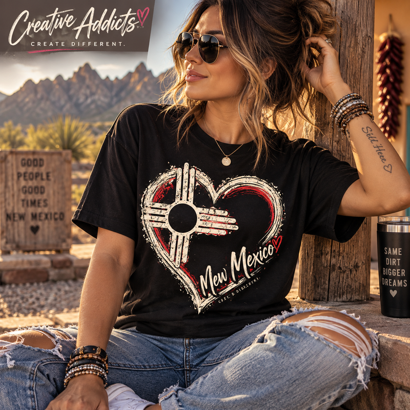 New Mexico Zia Heart Shirt | New Mexico Graphic Tee | Southwest Gift