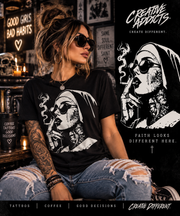 Tattooed Nun Graphic Tee | Edgy Alternative Shirt | Gothic Tattoo T-Shirt | Black Graphic Tee