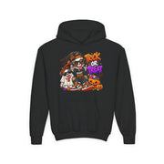 Trick or Treat Skeleton Kids Hoodie | Halloween Pumpkin Costume Design