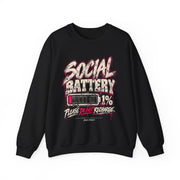 Social Battery 1% Sweatshirt | Funny Introvert Crewneck | Please Do Not Recharge | Grunge Graphic Sweatshirt | Creative Addicts