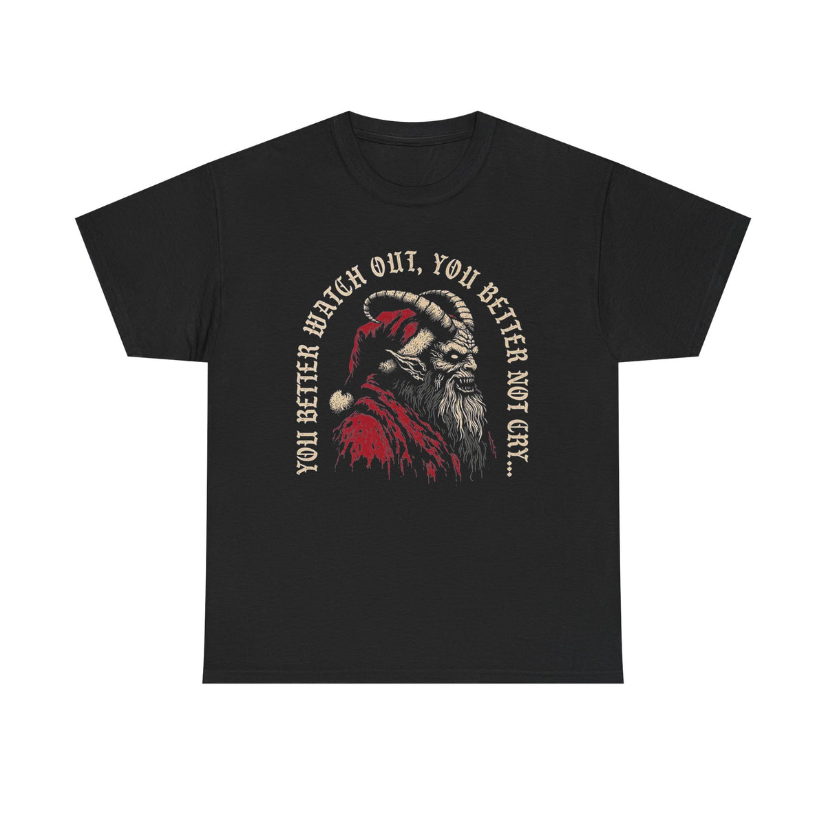 Creepy Krampus Portrait Tee | You Better Watch Out Gothic Christmas Shirt